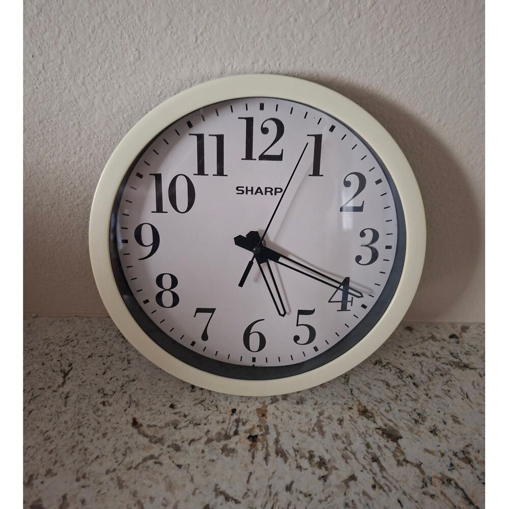 Sharp Wall Clock Battery Operated 9.5" Round